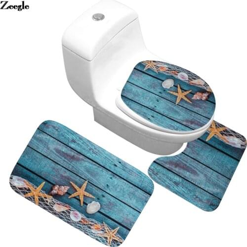 Print Bathroom Carpet Set Microfiber Mat Absorbent Toilet Carpet Bathroom Carpet Set Modern Style Bath Mat Non-slip Floor Mat