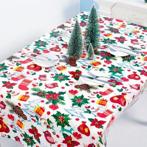 110x180cm Christmas Decoration Christmas Tablecloth Printed Table Cover Dinner Decor PVC Xmas New Year Home Party Supply