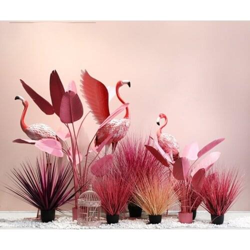 GY Pink Artificial Plant Net Red Landscape Matching Green Plant Simulated Plants Ravenala Micro Landscape Large Plant Indoor