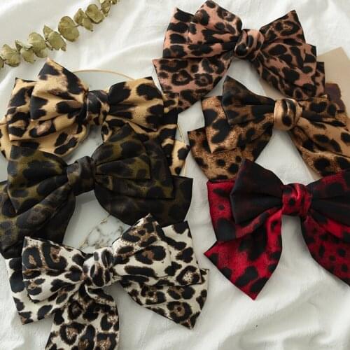 Ruoshui Printed Leopard France Clips Bowknot Hairpins for Woman Hair Clips Girls Hairgrips Women Hair Accessories Headwear Tiara