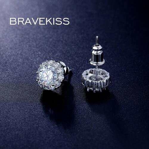 BRAVEKISS austrian crystal earrings crown ear stud earrings piercing jewelry for women crystal earing studs brincos aros BUE0017