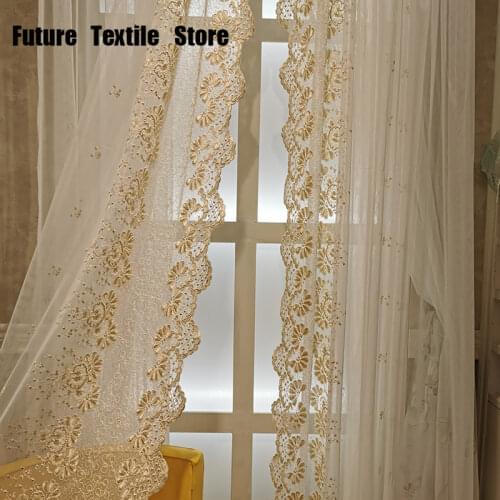 Simple Rope Embroidered Window Screen Platinum Living Room Bedroom Curtain Matching Transmission Mesh Curtains Customization