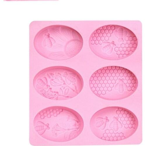 New Healthy Materials Honey Bee Silicone Soap Mold Silicone 6 Mold Handmade Molds Soap Making Oval 3D Forms DIY Craft Soap G9R1