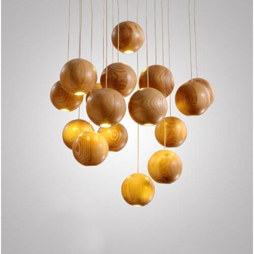 Nordic wood Lamp modern Chandelier dining room furniture led pendant lights home decor living room villa hotel hanging lights