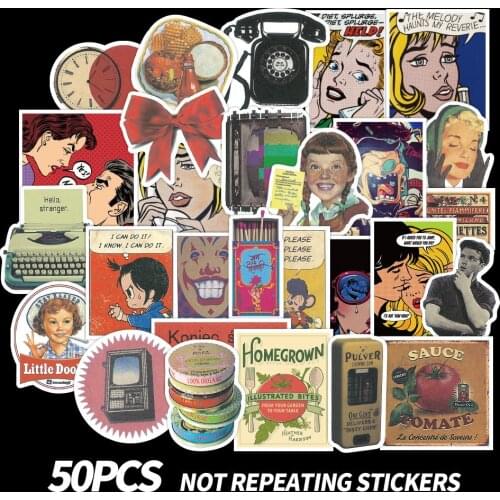 10/50Pieces Retro Posters Stickers character Sticker For DIY Skateboard Phone Guitar Luggage Laptop Waterproof Computer Sticker