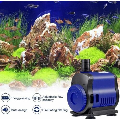 Ultra Silent Submersible Aquarium Water Pump for Fish Tank Fountain Garden Pond Rockery Adjustable Water Filter Pump 500-3500L/h