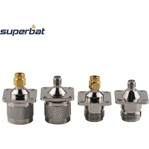 Superbat N-SMA Kit SMA to N Adapter Kit SMA to N Flange Panel RF Coaxial Connector Adapter 4 type