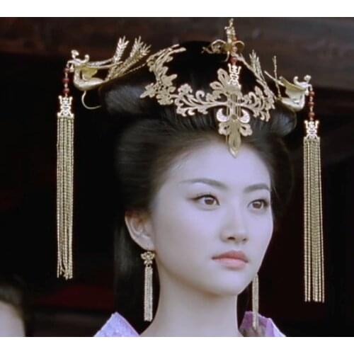 TV Play The Warring States Actress Jing Tian Empress Full Set Hair Tiaras Handmade Antique Pinach Artwork Hanfu Accessory
