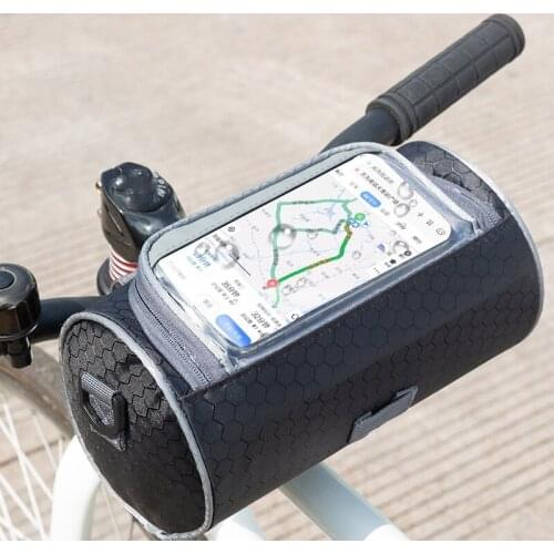 Outdoor Sports Bike Bag Rront Bag Touch Screen Waterproof Cylindrical Riding Bag Handle Bag Cosmetic Storage Bag