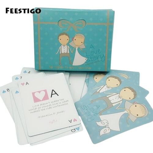 Feestigo Funny Wedding Playing Card Valentines Day Party Games Favors Love Story Card For Guest Bridal Shower Wedding Supplies
