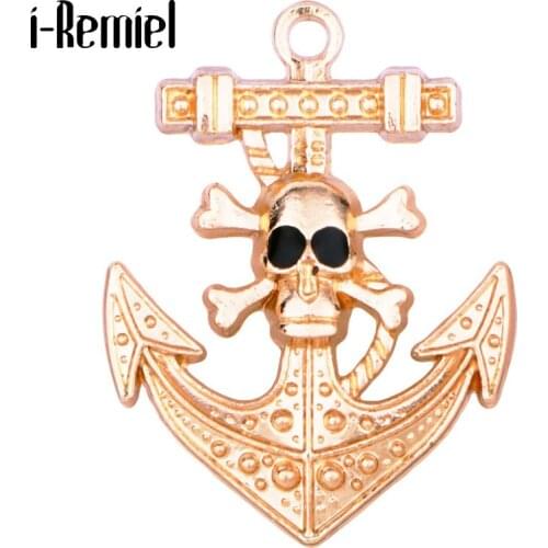 Vintage Metal Anchor Brooch Pin Personality Skull Lapel Pins Mens Suit Coat Corsage Badge Collar Clothing for Men Accessories