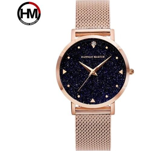 Women Watches Japan Movement Night Flash Starry Sky Dial Stainless Steel Waterproof Creative Diamond Elegant Ladies Quartz Watch
