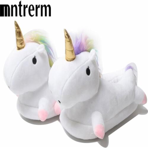 Mntrerm New Cute Animal Prints Solid Indoor Plush Slippers House Mules Platform Flip Flops Shoes Women Winter Shoes For Womens