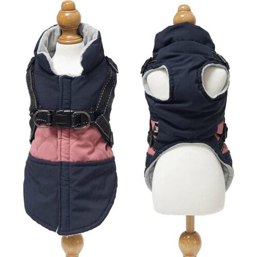Winter Warm Pet Clothes Dog Vest With Reflective Harness Windproof Pets Dog Jacket Coat For Small Dogs