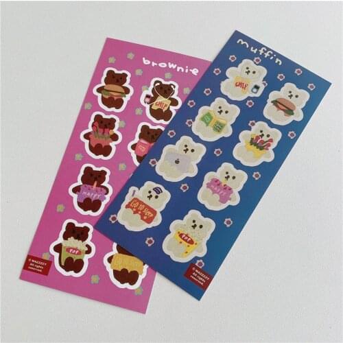1pc Kawaii Bear Scrapbooking Decorative Stickers Ins DIY Diary Album Phone Journal Stick Label Cute Stationery Sticker