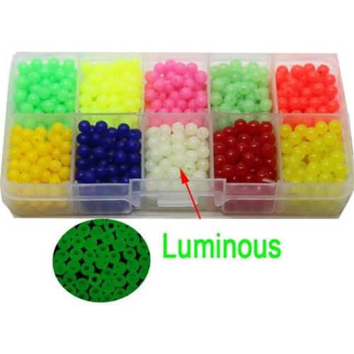 1000Pcs/Box Fishing Beads Lure Luminous Fishing Floats Night Glow Beads Fishing Tackle Lures Bead Bait 5mm