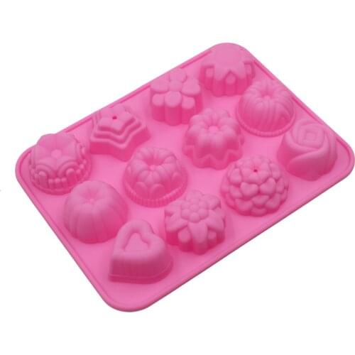 12-Cavity Flowers Sharp Silicone Cake Mould Mini Cake Chocolate Forms Bakeware Tools Kitchen Accessories DIY For kids Cake Tools
