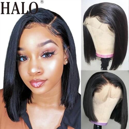 13x4 Straight Bob Wig Lace Front Human Hair Wig Pre Plucked with Baby Hair Brazilian Remy Hair Frontal Short Bob Wig Black Women