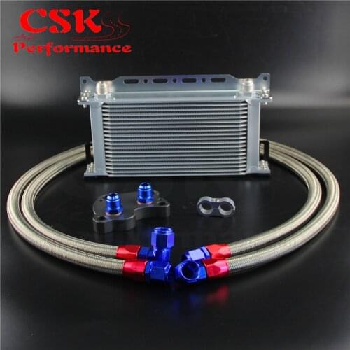 19 Row Oil Cooler w/ Bracket + Filter Adapter Hose Kit Fits For BMW Mini Cooper S R53