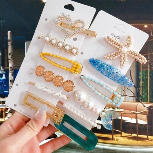 4/6pcs Women Barrette Set Fashion Acrylic Simulated Pearl Hair Clip Jewelry Korean Rhinestone Hairpins For Girl Hair Accessories