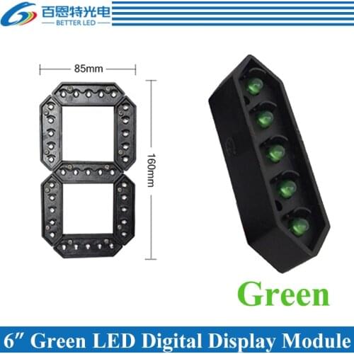 4pcs/lot 6" Green Color Outdoor 7 Seven Segment LED Digital Number Module for Gas Price LED Display module