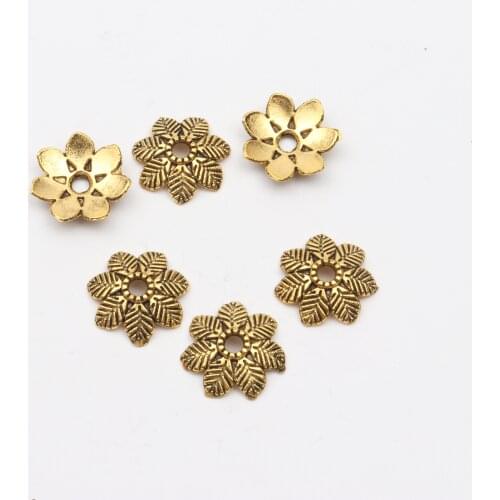 50pcs Antique Sliver Gold Heptagonal Snowflake Shape Metal Spacer Alloy Bead Caps For DIY Compulsory Tibetan Jewelry Making