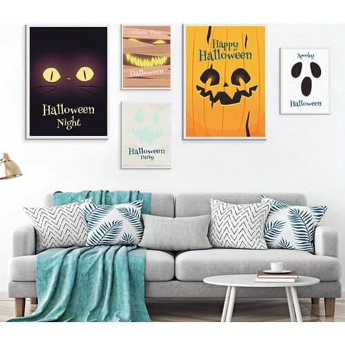 Abstraction Festival Spooky Halloween Night Trick Or Treat Ghost Time Canvas Painting Wall Picture Poster Living Room Decoration