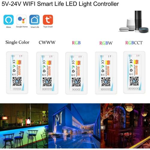 DC12V 24V Tuya Wifi Wireless Smart Life Controller 6A/CH DIM CCT RGB/RGBW 5050/2835/5730 Led Strip Controller for Alexa Google