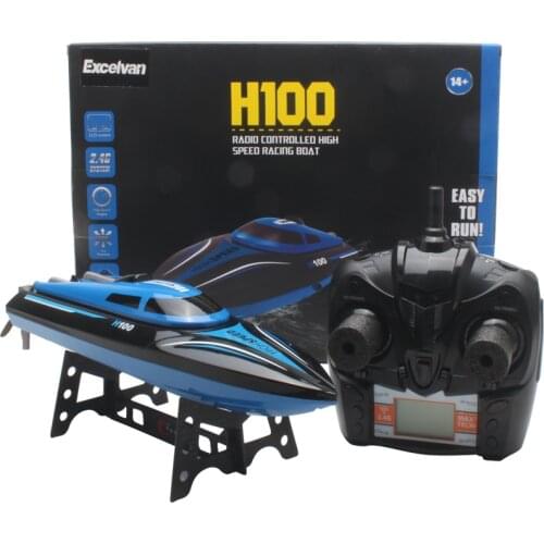 H100 Blue Racing Remote Control Boat 2.4GHz 4 Channel 30km/h With LCD Screen High Speed RC Boat As Gift For Children Toys Gift