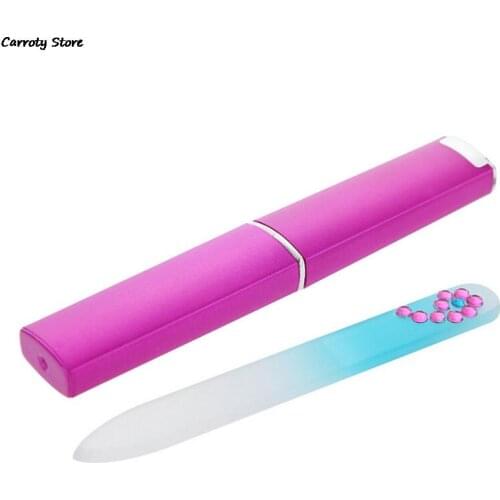 AACAR Glitter Nail art tools File Shape Polishing Professional Crystal Glass Nail File With Barrelled Box Polishing Tool Supply