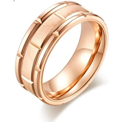 Classic Mens Rings 8mm 316L Stainless Steel Cool Rings for Women Gold Rose Gold Black Silver Color Size 8 to 13