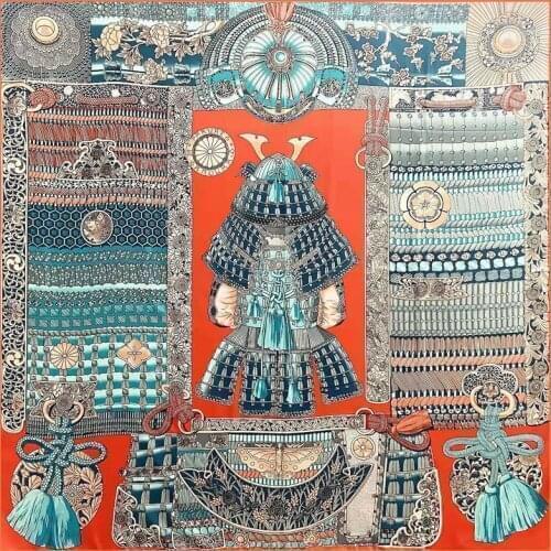 Fashion Design Square Silk Scarf Women Foulard Printed Bandana Ladies Shawl Hijab Elegant Headband Ring Scarves Wraps 130*130cm