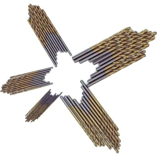 Newest 50pcs/Set Titanium Coated HSS High Speed Steel Drill Bit Set Tool 1mm - 3mm Drill Bit