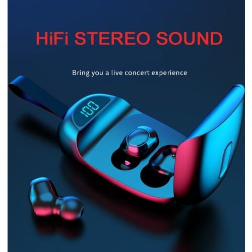 New TWS Mini Earphones Stereo HiFi True Wireless Bluetooth Headphones In-Ear Earbuds Headsets Waterproof Sports for Mobile Phone