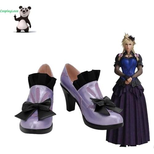 Final Fantasy VII Remake FF7 Cloud Strife Girl Purple Cosplay Shoes Long Boots Leather CosplayLove For Halloween Christmas