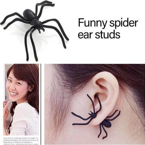 Fashion Creative Funny Spider Ear Studs Halloween Decoration Animal Earring Jewelry Gift For Women Party Festival Costumes