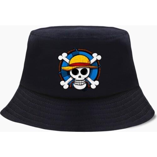 Japan Anime One Piece Bucket Hat Panama Cap The Pirate King Harajuku Straw Hat Women Men Outdoor Sunscreen Wide Brim Hats Caps