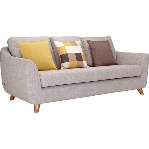 Nordic Style Cloth Three-person Sofa Modern Minimalist Small Apartment Cotton And Linen Solid Wood Double Triple Apartment Sofa