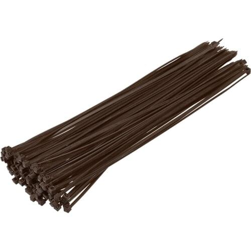 Uxcell 200pcs Cable Zip Ties 200mmx2.5mm Self-Locking Nylon Tie Wraps Brown Single-use Locking Flexible Cable Tie