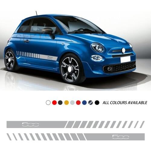 1 Pair Car Styling Door Side Skirt Stickers Auto Body Racing Sport Stripes Graphic Vinyl Decals for Fiat 500 Car Accessories