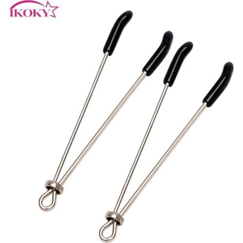 IKOKY Nipple Stimulator Stainless Steel Erotic Toys Breast Clips Papilla Nipple Clamps Sex Toys for Couple A Pair