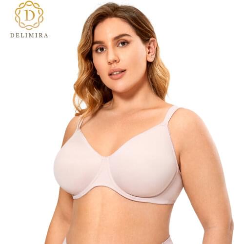 DELIMIRA Womens Seamless Plus Size Full Coverage Minimizer Bra Underwire Non Padded Support