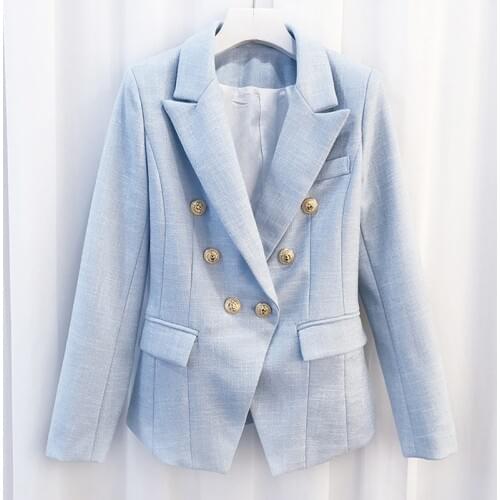 Newest 2020 Baroque Designer Blazer Womens Breasted Color Gold Metal Lion Buttons Double Blazer Jacket