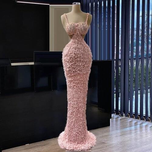 Pink Meimaid Beaded Sweetheart Princess Prom Dress Luxury Elegant Evening Gown Dubai Saudi De Soiree Longue Robes