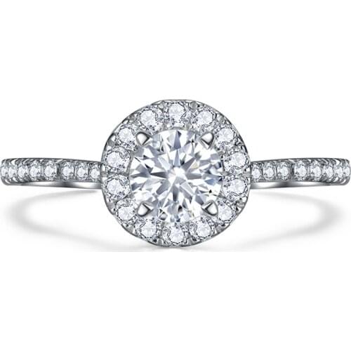 0.195carat 3.5mm Real Natural Diamond Halo Ring Engagement Wedding For Bridal 14k White Gold with Side Stone Diamond