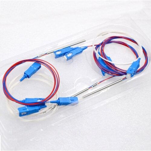 10PCS New Hot 1:2 Taper type SC/UPC Optic Fiber Splitter Spectral ratio30:70 ,40:60 Mini Steel Tube Bundle Connector Wholesal