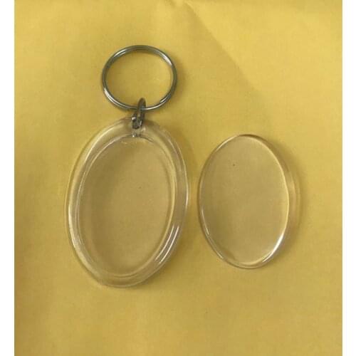 100pcs/lot Oval Blank Acrylic Keychains Insert Photo plastic Keyrings DIY Split Ring Keychains accessories with free shipping