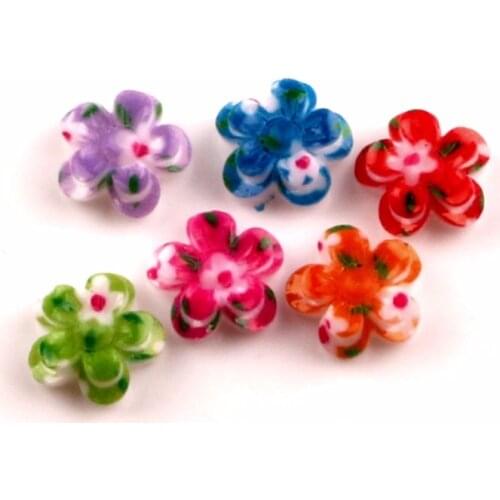 100Pcs Mixed 11mm Resin Flower Decoration Crafts Flatback Cabochon Beads Embellishments For Scrapbooking DIY Accessories