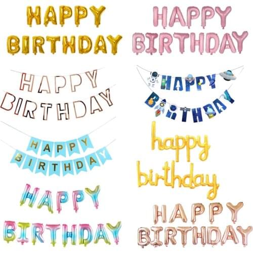 16inch Black Happy Birthday Balloons Foil Letter Air Ballon Alphabet Globos Birthday Banner Birthday Party Decorations supplies