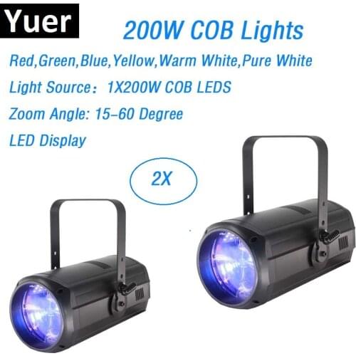 2Pcs COB LED Par High Power 200W LED Stage Lights DMX Par Light Plus Zoom Feature Perfect For Dj Party Projector Holiday Wedding